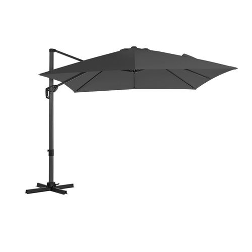 Parasol Décentré De Jardin 3 X 3 M Ombrelle De Terrasse Toile Carrée Protection Solaire Upf 50+ Rotatif 360° Inclinaison Réglable Avec Manivelle Et Socle Gris Helloshop26 12_0001800