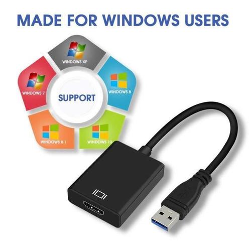 Adaptateur Convertisseur USB 3.0 vers HDMI HD 1080P pour Windows 7