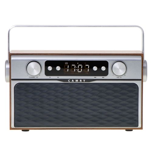 Radio Bluetooth, Rétro, Tuner FM, MP3, Port USB et Carte SD, sans Fil, Portable, , Brun, Camry, CR1183