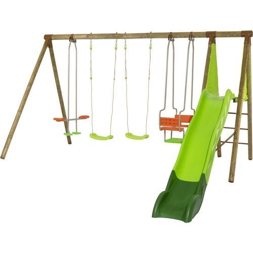 Portique En Bois Talvi Trigano 2,30 M. + Toboggan 7 Enfants