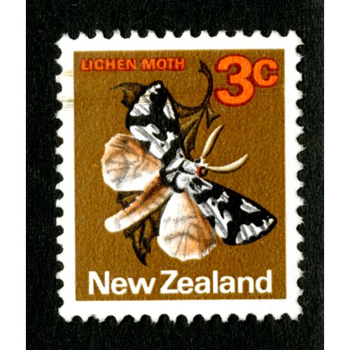 Timbre Oblitéré New Zealand, Lichen Moth, 3 C