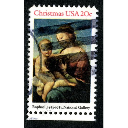 Timbre Oblitéré Usa 20c, Christmas, Raphael 1483-1983, National Gallery