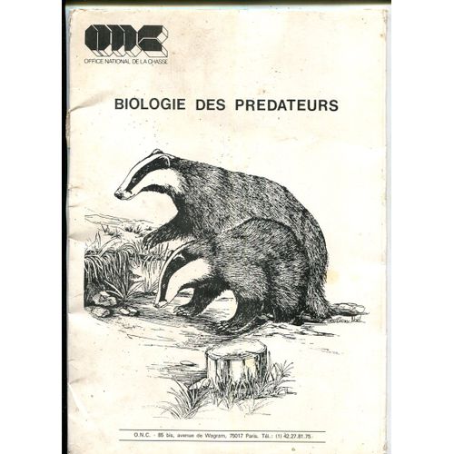 Brochure - O N C -  Notices Techniques : " Biologie Des Prédateurs "