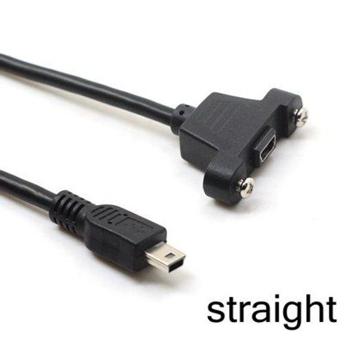 straight 0.3m Mini câble adaptateur USB 5 broches mâle à femelle, Type de montage sur panneau, Extension, câble coudé avec vis 30cm 50cm