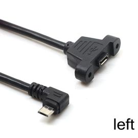 Left 0.3m Connecteur Micro USB 2.0 mâle à Micro USB 2.0 femelle, câble d'extension avec vis trou de montage du panneau