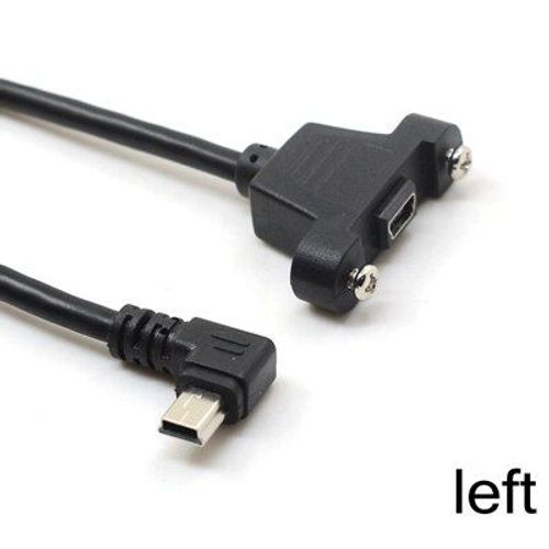Left 0.3m Mini câble adaptateur USB 5 broches mâle à femelle, Type de montage sur panneau, Extension, câble coudé avec vis 30cm 50cm