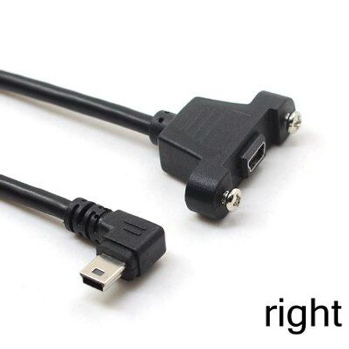 Right 0.3m Mini câble adaptateur USB 5 broches mâle à femelle, Type de montage sur panneau, Extension, câble coudé avec vis 30cm 50cm