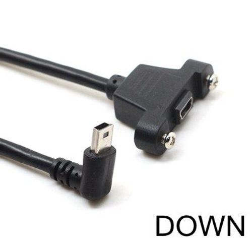 Down 0.3m Mini câble adaptateur USB 5 broches mâle à femelle, Type de montage sur panneau, Extension, câble coudé avec vis 30cm 50cm