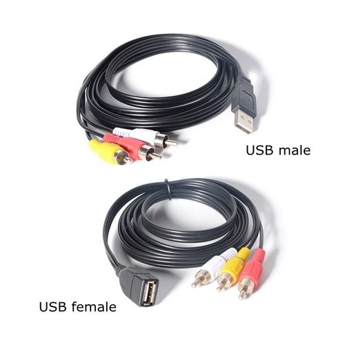 1,5m USB male Câble USB mâle et femelle vers 3RCA RGB mâle AV et vidéo, adaptateur de câble, composant de câble RCA 1.5m 5ft