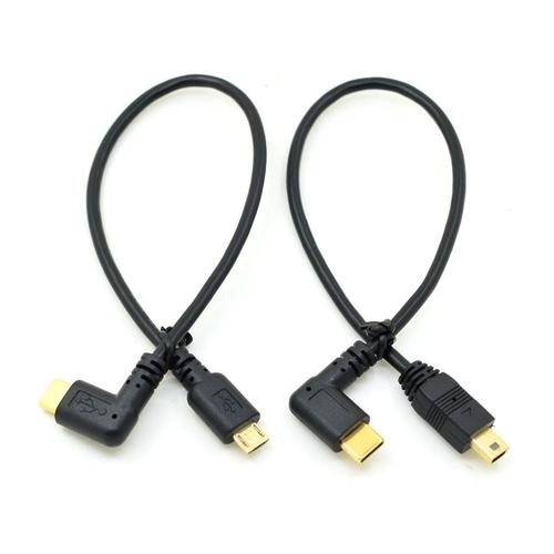 0.25 m Micro USB Câble Mini USB 2.0 OTG à 5 broches mâle vers USB 3.1 de 25CM, adaptateur de transfert de données, 0.25m
