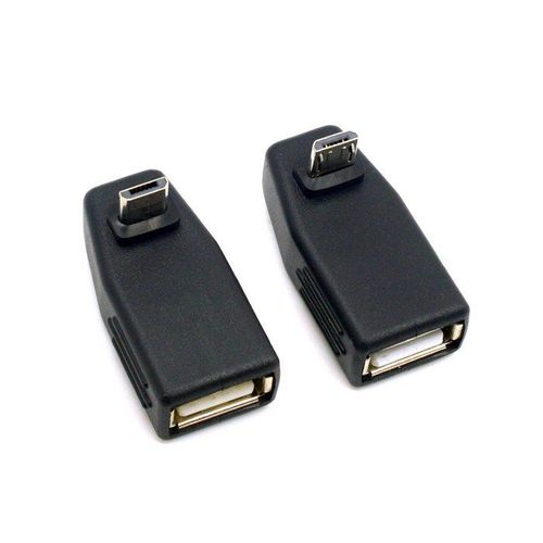 Adapter Adaptateur Micro USB Type B vers USB femelle OTG pour tablette, 2 pièces, 90 degrés vers le haut et vers le bas, à angle droit