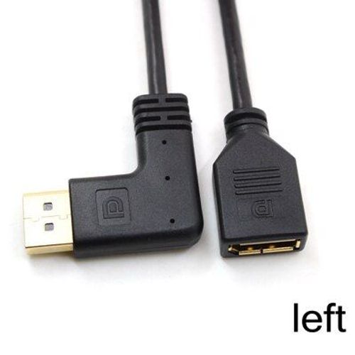 Left 30cm Câble d'extension mâle/femelle 90 degrés vers le haut, le bas, la gauche et la droite, Port d'affichage DP, pour les projecteurs LCD CRT, 30CM