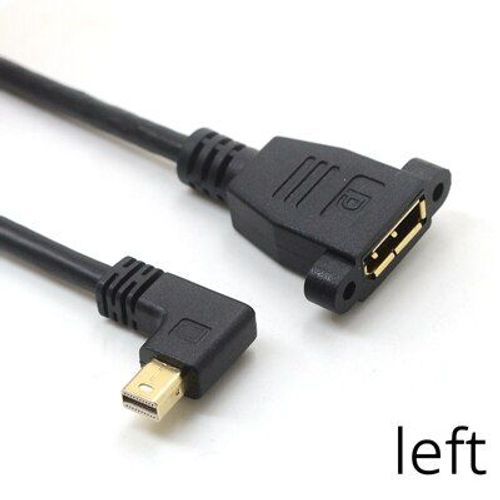 Left 30cm Thunderbolt ¿ câble Mini DisplayPort vers DisplayPort 4K 60Hz, câble coudé 90 Mini DP vers DP 30cm pour ordinateurs portables et projecteurs Macbook