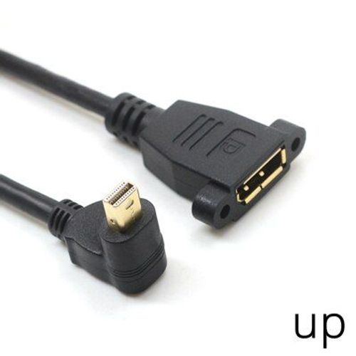 Up 30cm Thunderbolt ¿ câble Mini DisplayPort vers DisplayPort 4K 60Hz, câble coudé 90 Mini DP vers DP 30cm pour ordinateurs portables et projecteurs Macbook