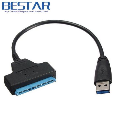 10cm Adaptateur USB 3.0 à SATA, 5Gbps, Super vitesse, câble à 22 broches de 10cm pour disque dur de 2.5 pouces SSD, USB 3.0