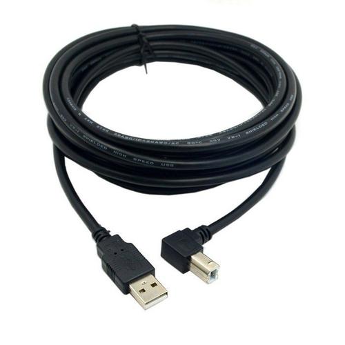5M Câble USB 500 mâle vers B coudé à 90 degrés, 5m, 16 pieds, 2.0 cm, Standard, pour Scanner d'imprimante et disque dur externe