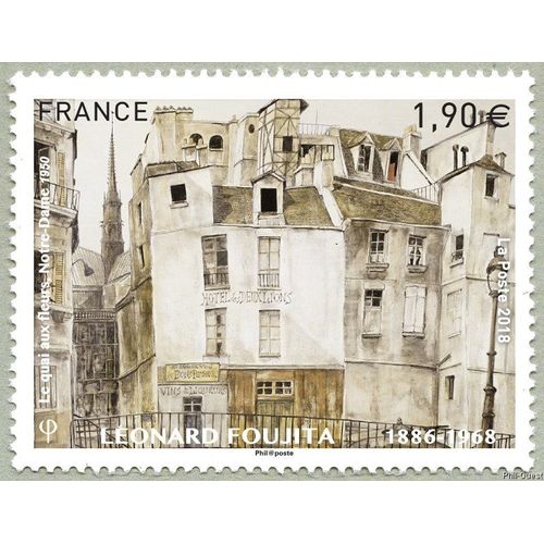 France 2018, Très Beau Timbre Neuf** Luxe Yvert 5200, Oeuvre De Léonard Foujita (1886-1968), Le Quai Aux Fleurs, Notre-Dame, 1950.