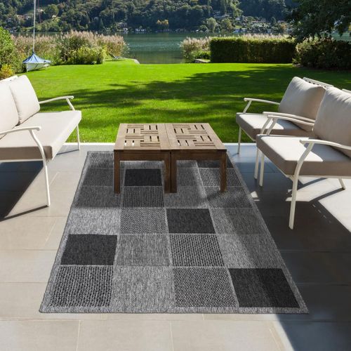 Tapis Extérieur 160x230 Tissé Kilim Gris Clair Et Gris Foncé Clair Sunsau 5