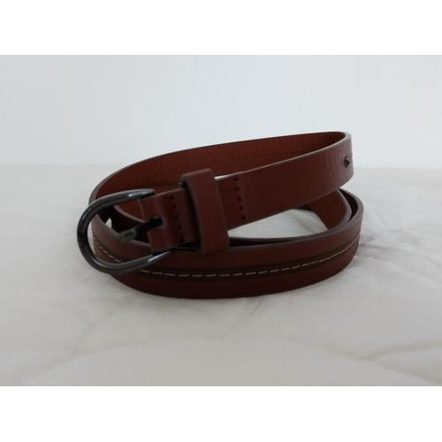 Ceinture Fine Marron A Lisere Beige. Camaieu. Synthetique. 85 Cm