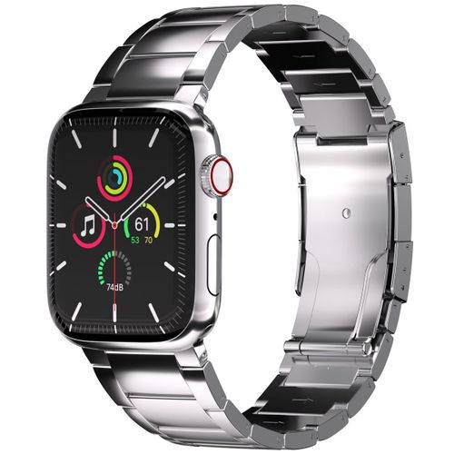 Accezz Bracelet En Acier Titane Brillant Pour Watch Series 1-9 / Se 38/40/41 Mm Argent