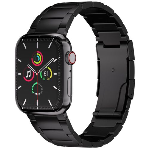 Accezz Bracelet En Acier Titane Mat Pour Watch Series 1-9 / Se 38/40/41 Mm Noir