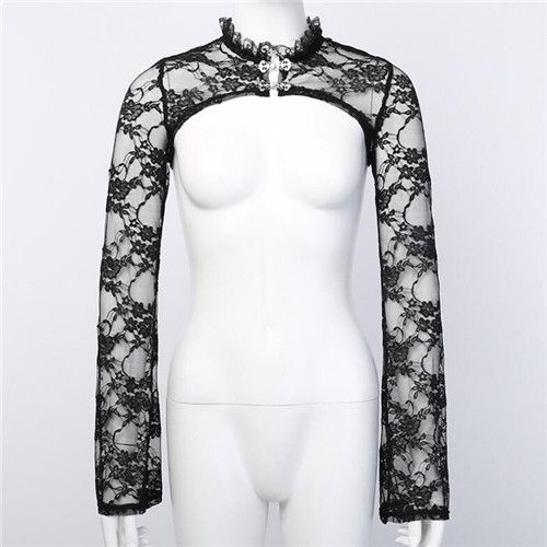 Expédié De France Boléro Cape Mini Haut Manche Capeline Dentelle Gothique Goth Emo Punk Femme Semi Transparentes Rétro Vintage