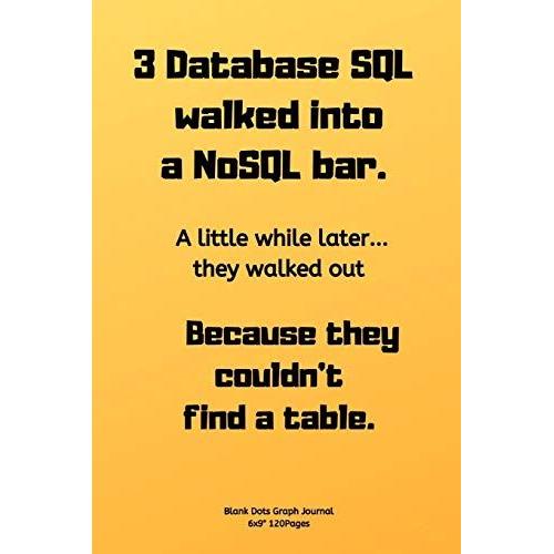 3 Database Sql Walked Into A Nosql Bar.: Journal Notebook Diary For Inspiration Coding Program For Html Css Ui Ux Men And Women Blank Dots To Write In Fun Creative Ideas And To Do List Planner