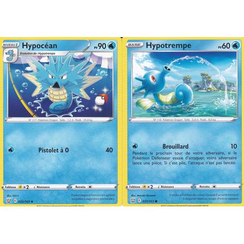 2 Cartes Pokemon - Hypocéan 032/163 + Hypotrempe 031/163 - Épée Et Bouclier 5 - Styles De Combat - Eb5 - Vf