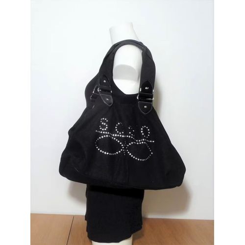 Sac à Main en Tissu Noir à 2 Anses- Soco