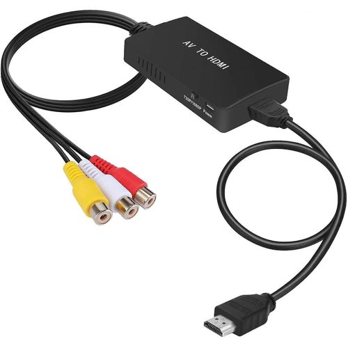 Convertisseur Rca vers Hdmi, adaptateur composite vers Hdmi prenant en charge 1080p Pal/ntsc