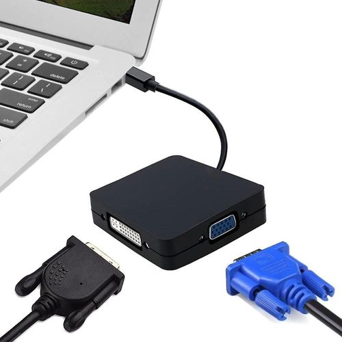 Convertisseur adaptateur Mini Displayport Thunderbolt vers Hdmi + vga + dvi 3 en 1
