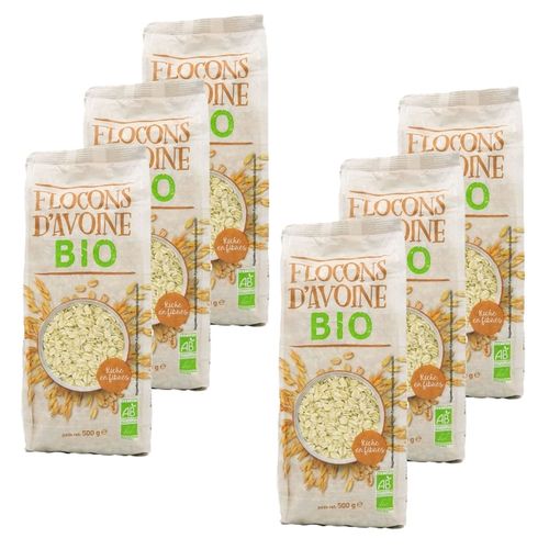 Lot 6x Flocons D'avoine Bio - Paquet 500g