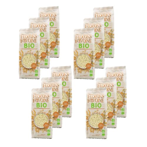 Lot 12x Flocons D'avoine Bio - Paquet 500g