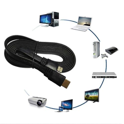 Câble HDMI plat de nouilles de qualité supérieure, haute vitesse, pour Hdmi 3d Dvd Hdtv 1.5m 3m 5m