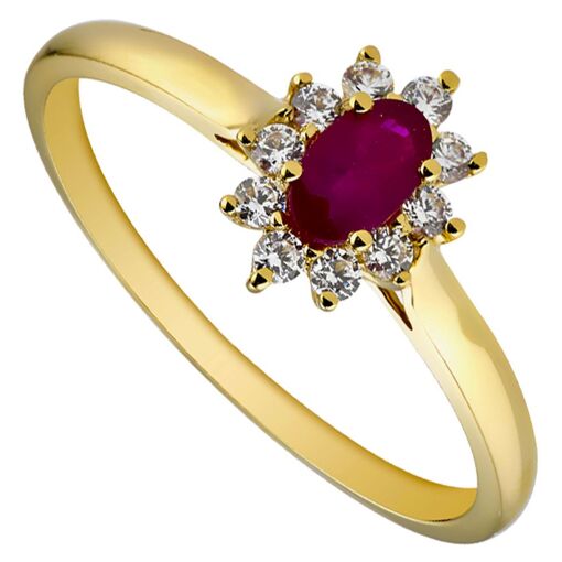 Bague or jaune et rubis