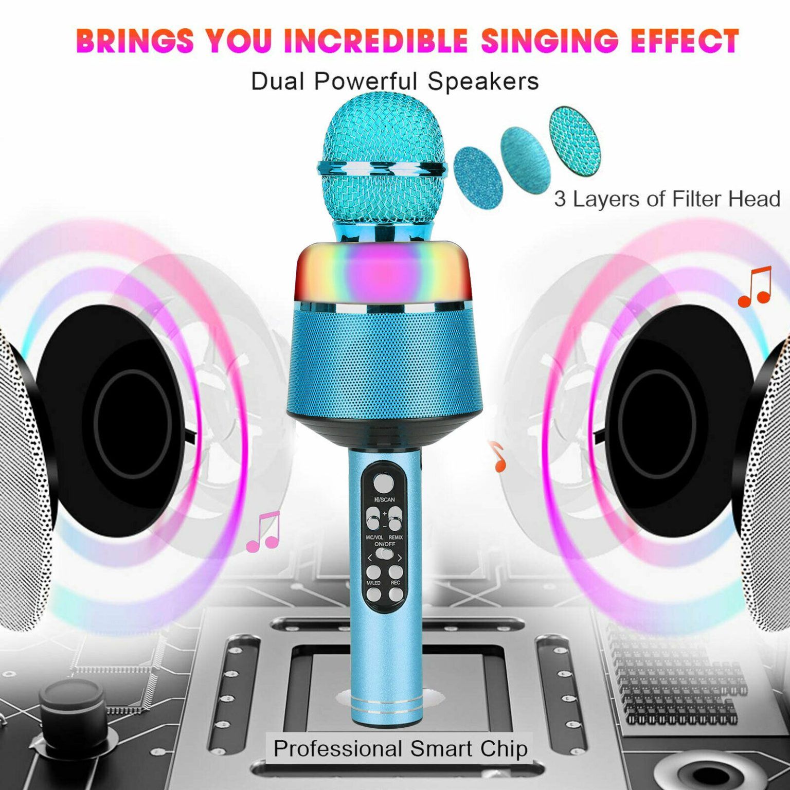 Microphone karaok Bluetooth sans fil KTV - 4