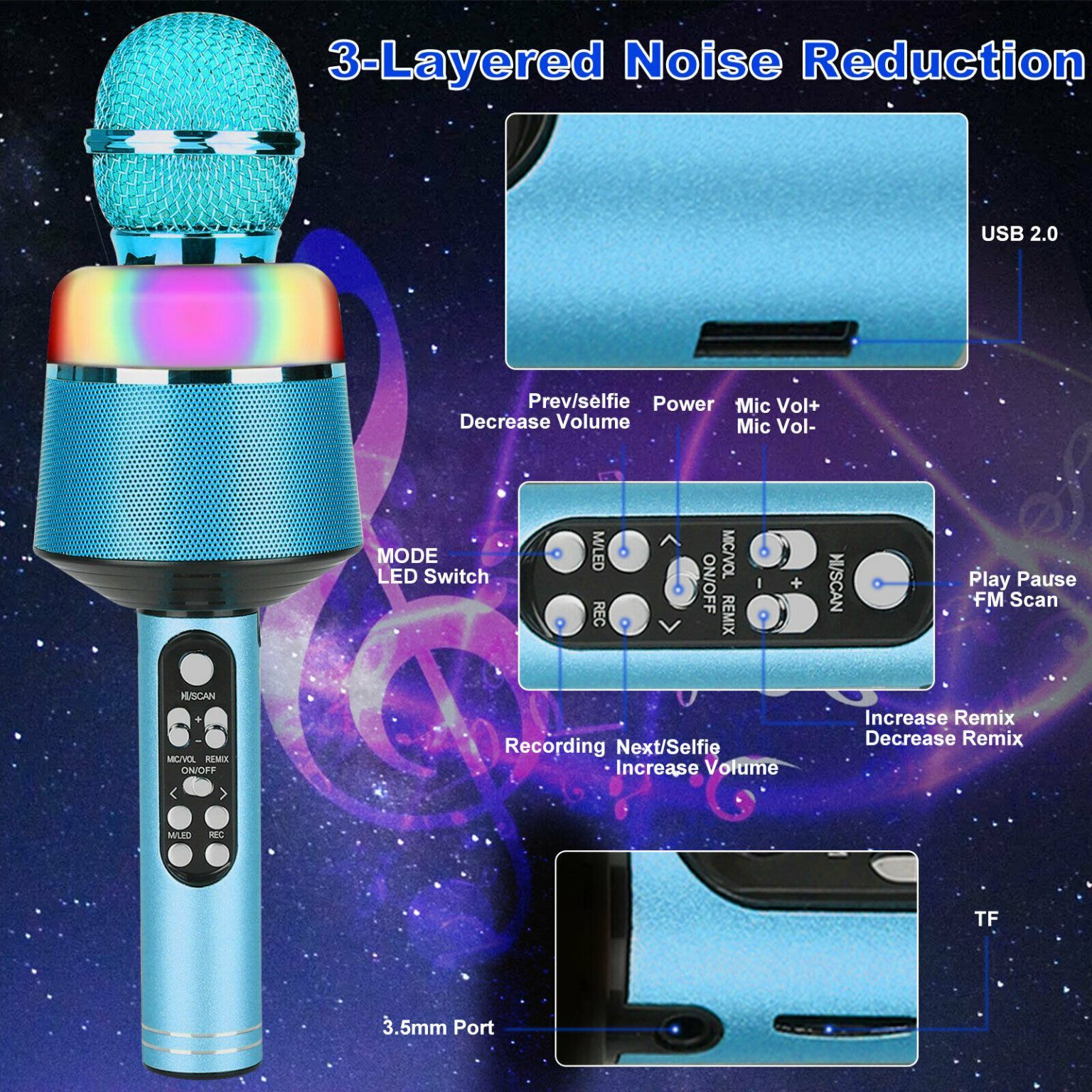 Microphone karaok Bluetooth sans fil KTV - 5