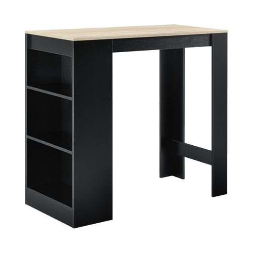 Table De Bar Avec Rangement Bistro Haut Avec 3 Étagères 110 Cm Noir Et Chêne Helloshop26 03_0006191