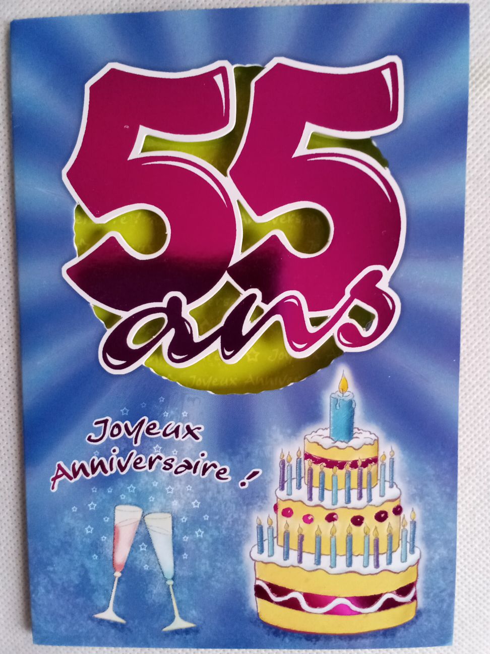 Carte De Voeux Anniversaire 55 Ans Bleu 17 X 12 Cm Carte Double Avec Message Enveloppe Tendance Editions Adulte Rakuten
