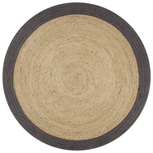 Tapis Fait À La Main Jute Avec Bord Gris Foncé 90 Cm Dec023472