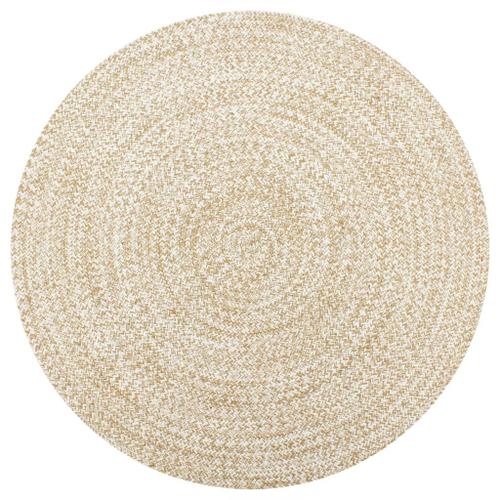 Tapis Fait À La Main Jute Blanc Et Naturel 150 Cm Dec023519