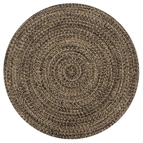 Tapis Fait À La Main Jute Noir Et Naturel 120 Cm Dec023521