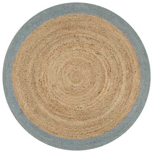 Tapis Fait À La Main Jute Avec Bord Vert Olive 120 Cm Dec023476