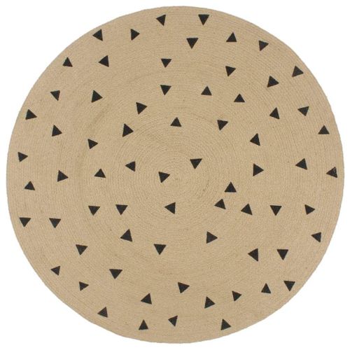 Tapis Fait À La Main Jute Avec Imprimé À Triangles 150 Cm Dec023486