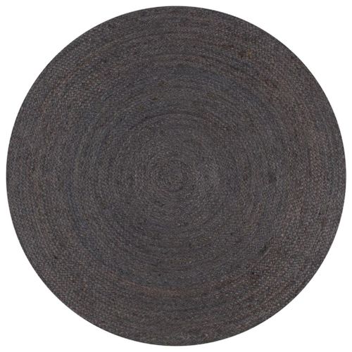 Tapis Fait À La Main Jute Rond 150 Cm Gris Foncé Dec023462