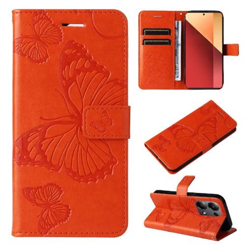 Tongez Étui Pour Xiaomi Redmi Note 13 Pro 4g Couverture Antichoc Flip Kickband Couverture Magnétique Avec Support De Fente Pour Carte Cuir Pu - Orange