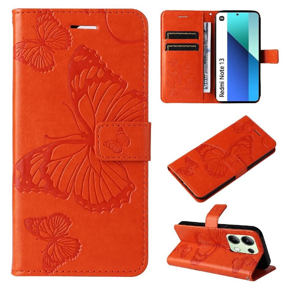 Tongez Étui Pour Xiaomi Redmi Note 13 4g Couverture Magnétique Flip Kickband Cuir Pu Couverture Antichoc Avec Support De Fente Pour Carte - Orange