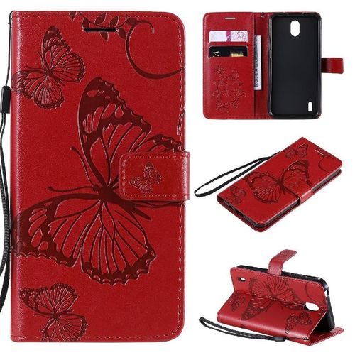 Flip Étui Pour Nokia 1.3 Flip Kickband Cuir Pu Couverture Antichoc Avec Support De Fente Pour Carte Couverture Magnétique - Rouge