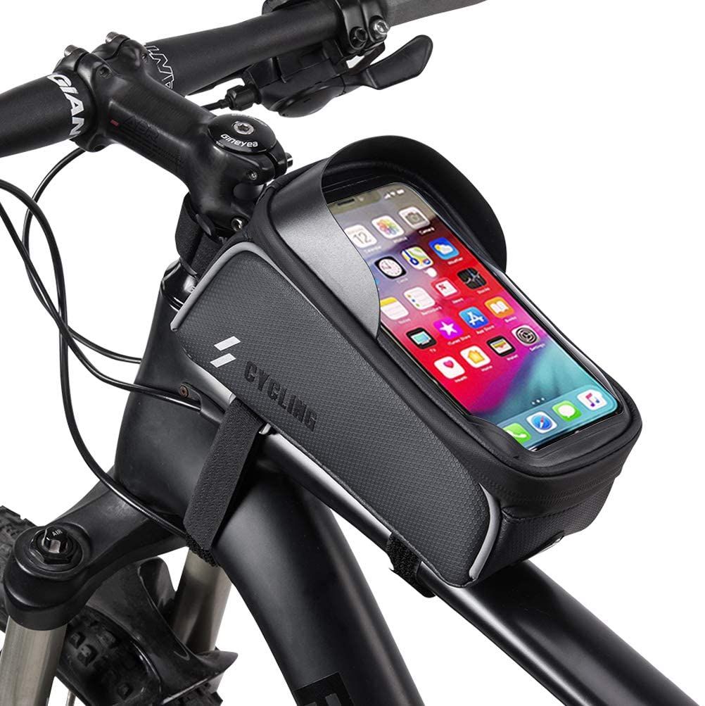 BAIGIO Sacoche Cadre de Vélo Tactile Support Télephone Vélo Etanche Sac de Vélo Pochette Waterproof pour Velo