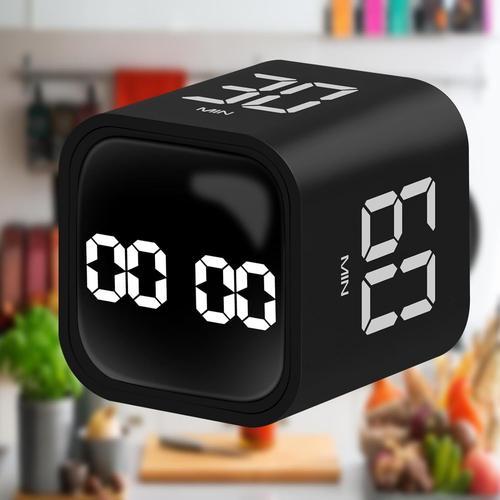 Noir Minuteur De Cuisine Minuteries De Cuisine Numériques Cube Time Timer Pour Enfants Et Adultes Pour La Cuisine En Classe Fitness Cuisson Étudier (Noir)